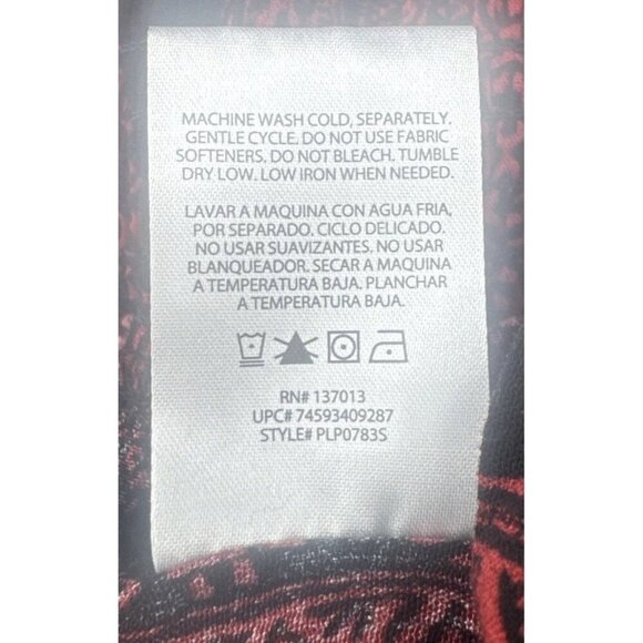 Peace & Pearls Red Black Patterned Wide Leg Soft Pants Elastic Waist-Sz S NEW - Picture 10 of 14